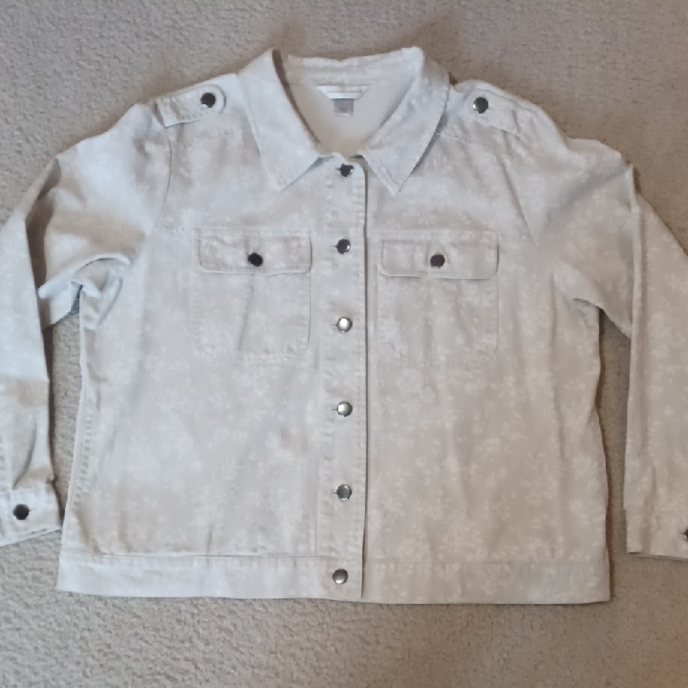 Christopher & Banks Floral Jean Jacket